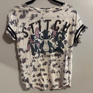 Disney Stitch T-Shirt - Black and White Tie-Dye